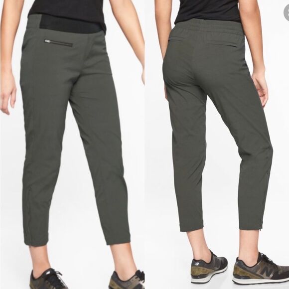 Athleta Mod Trekkie Crop Pants Size 4 Gray Black Pull On - Picture 1 of 8